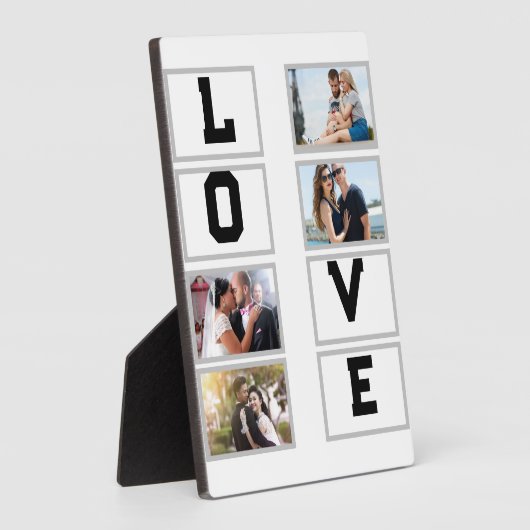 Plaque Photo Custom Modern Valentine's Day 4 Photo Collage (Côté)