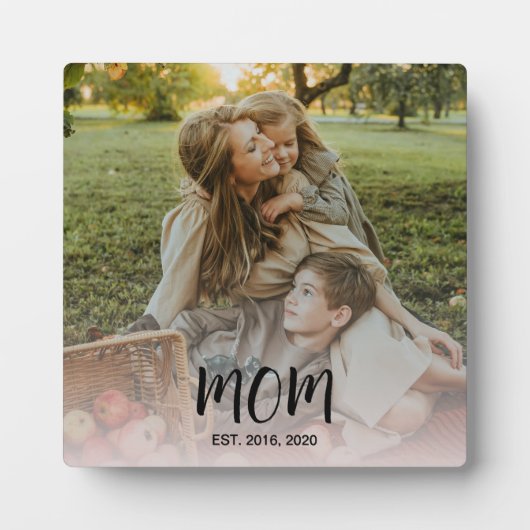 Plaque Photo Custom Mom Established Modern Script Overlay Photo (Devant)