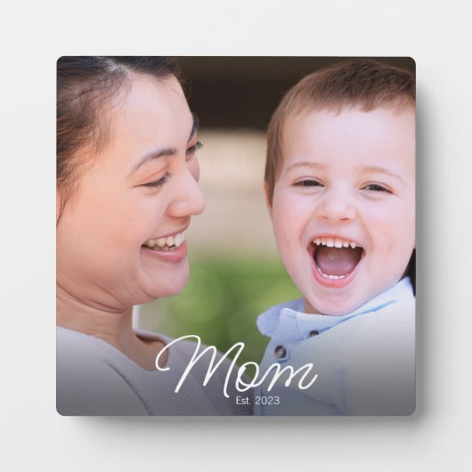 Plaque Photo Custom Mom Established Modern Script Photo (Devant)