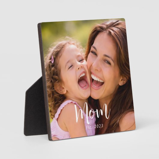 Plaque Photo Custom Mom Established Modern Script Photo (Recto)