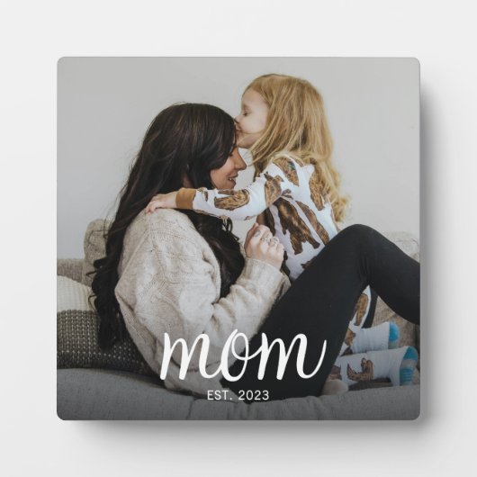 Plaque Photo Custom Mom Established Modern Script Photo (Devant)