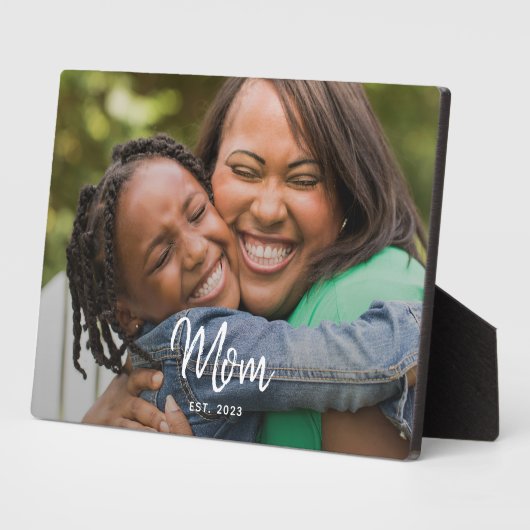 Plaque Photo Custom Mom Established Modern Script Photo (Côté)