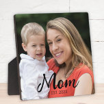 Plaque Photo Custom Mom Established Modern Script Photo<br><div class="desc">White Mom Established Modern Script Photo Design. Replace the photo with your own of your kids and change the years to the years you became a mom.</div>