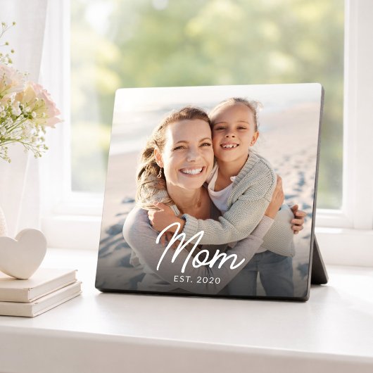 Plaque Photo Custom Mom Established Modern Script Photo