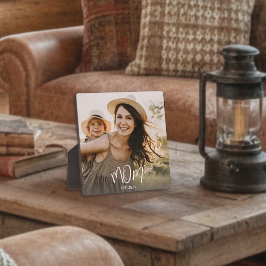 Plaque Photo Custom Mom Established Modern Script Photo