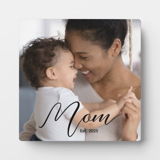 Plaque Photo Custom Mom Established Modern Script Photo (Devant)