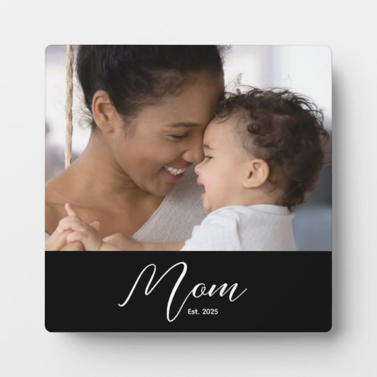 Plaque Photo Custom Mom Established Modern Script Photo (Devant)