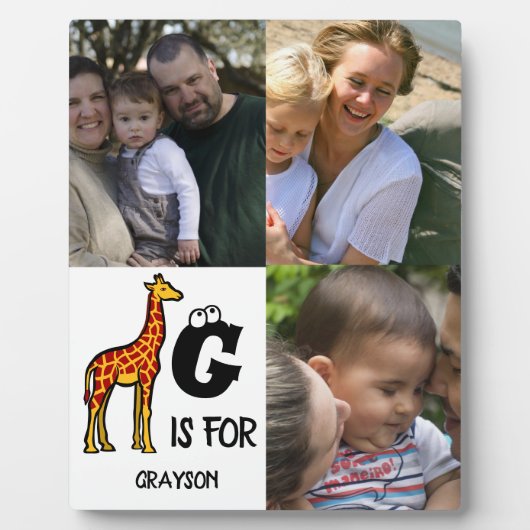 Plaque Photo Custom monogram G is for Giraffe cute giraffes (Devant)