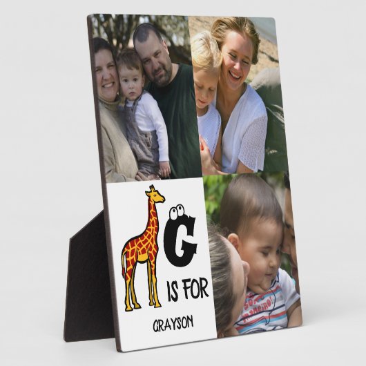 Plaque Photo Custom monogram G is for Giraffe cute giraffes (Côté)