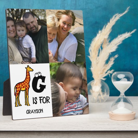 Plaque Photo Custom monogram G is for Giraffe cute giraffes (Côté)