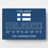 Plaque Photo Custom Name Helsinki Coordinates (Devant)