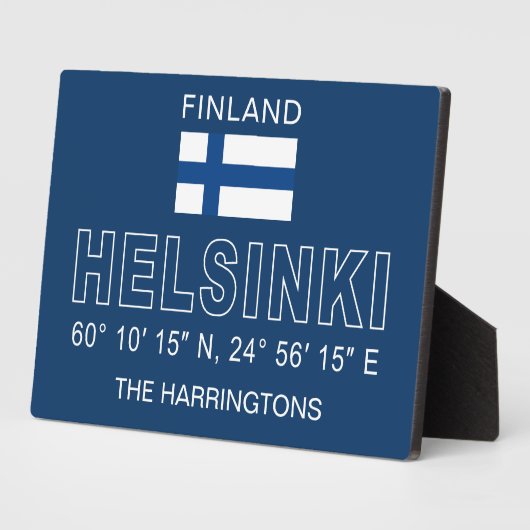 Plaque Photo Custom Name Helsinki Coordinates (Côté)