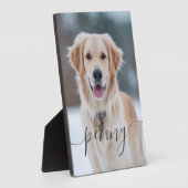 Plaque Photo Custom Pet Name Photo Elegant Script Dog (Côté)