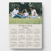 Plaque Photo Custom Photo and Name 2026 Calendar Beige Desktop (Devant)