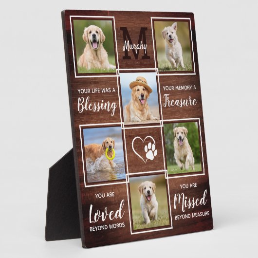 Plaque Photo Custom Rustic Wood Pet Memorial 6 Photo Collage (Côté)