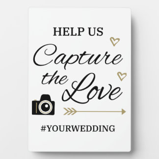Plaque Photo Custom Wedding Hashtag Sign with Easel – Tabletop 