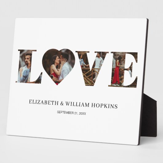 Plaque Photo Customisé Love Heart 4 Photo (Côté)