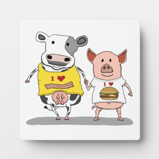 Plaque Photo Cute and Funny Cow and Pig Friends (Devant)