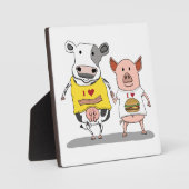 Plaque Photo Cute and Funny Cow and Pig Friends (Recto)