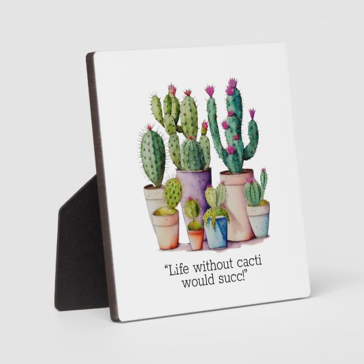 Plaque Photo Cute aquarelle cactus succulents dans les pots (Recto)