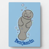 Plaque Photo Cute baby manatee with bubbles illustration (Devant)