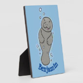Plaque Photo Cute baby manatee with bubbles illustration (Côté)
