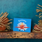 Plaque Photo Cute bird flying red airplane cartoon illustration (Côté)