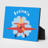 Plaque Photo Cute bird flying red airplane cartoon illustration (Côté)