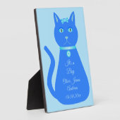 Plaque Photo Cute Blue Baby Boy Chat Faire-part de naissance pe (Côté)