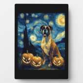 Plaque Photo Cute Boxer Halloween Jack O Lantern Pumpkin Face S (Devant)