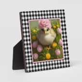 Plaque Photo Cute Chicks and Flowers Tabletop de Pâques (Recto)