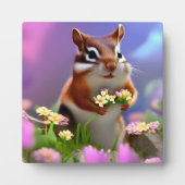 Plaque Photo Cute Chipmunk avec Fleurs (Devant)