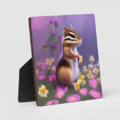 Plaque Photo Cute Chipmunk en Fleurs (Recto)