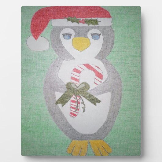 Plaque Photo Cute Christmas Penguin (Devant)