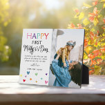 Plaque Photo Cute Colorful 1st Mother's Day Photo Keepsake<br><div class="desc">Create your very own special first Mothers day photo plaque. Design features cute little colorful hearts,  a portrait picture - the text  'Happy First Mother's Day',  a sweet mom quote that can be personalized and name/s.</div>
