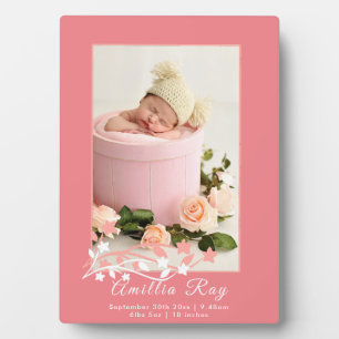 Plaque Photo Cute Custom Nouveau-né bébé fille naissance Statis