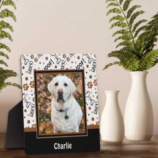 Plaque Photo Cute Dog Bark Bones Photo Nom Customisé