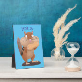 Plaque Photo Cute funny big cheeks chipmunk cartoon (Côté)