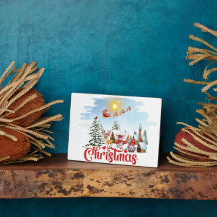 Plaque Photo Cute Gnome, Snowman Celebrating Christmas Holiday