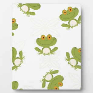 Plaque Photo Cute Green Frog Motif