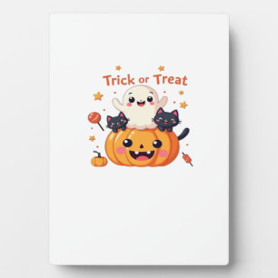 Plaque Photo Cute Halloween - Classe Kawaii Ghost et Black Cats