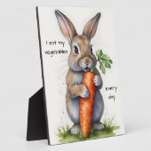Plaque Photo Cute lapin avec carotte, aquarelle sur (Côté)
