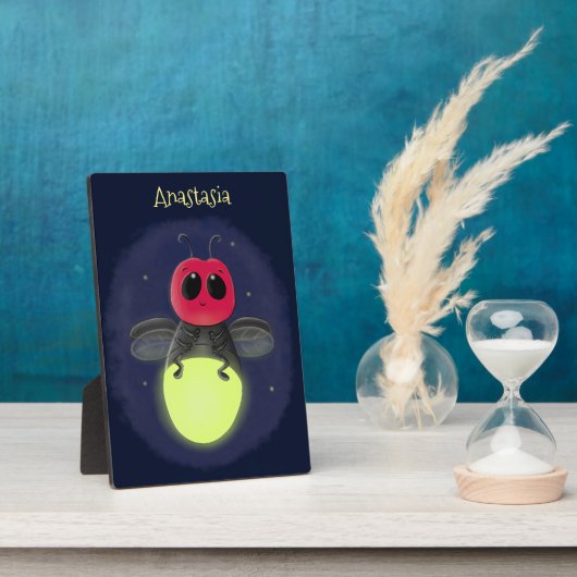 Plaque Photo Cute lightning bug firefly cartoon illustration (Côté)