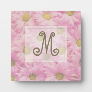 Plaque Photo Cute Monogram Rose Daisy Personnalisé