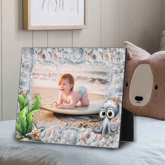 Plaque Photo Cute Octopus and Seashells Child's Photo Frame