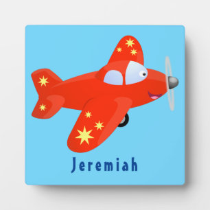 Plaque Photo Cute red airplane flying cartoon illustration