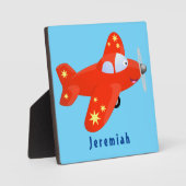 Plaque Photo Cute red airplane flying cartoon illustration (Recto)