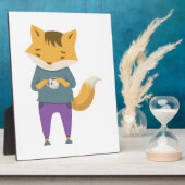 Plaque Photo Cute renard avec tasse de thé (Côté)