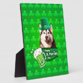 Plaque Photo Cute Siberian Husky Chien Casquette St. Patrick's (Côté)