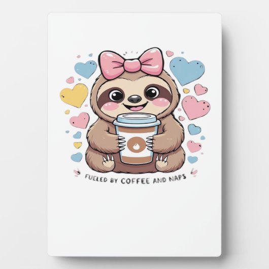 Plaque Photo Cute Sloth Coffee Lover Shirt � Funny Fueled by Co (Devant)